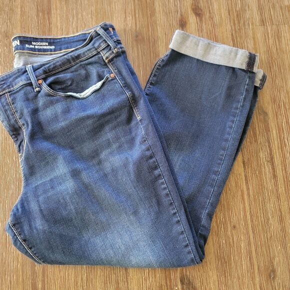 Denizen From Levi's Womens Blue Denim Distressed Slim Boyfriend Jeans Size 18 - Picture 1 of 7